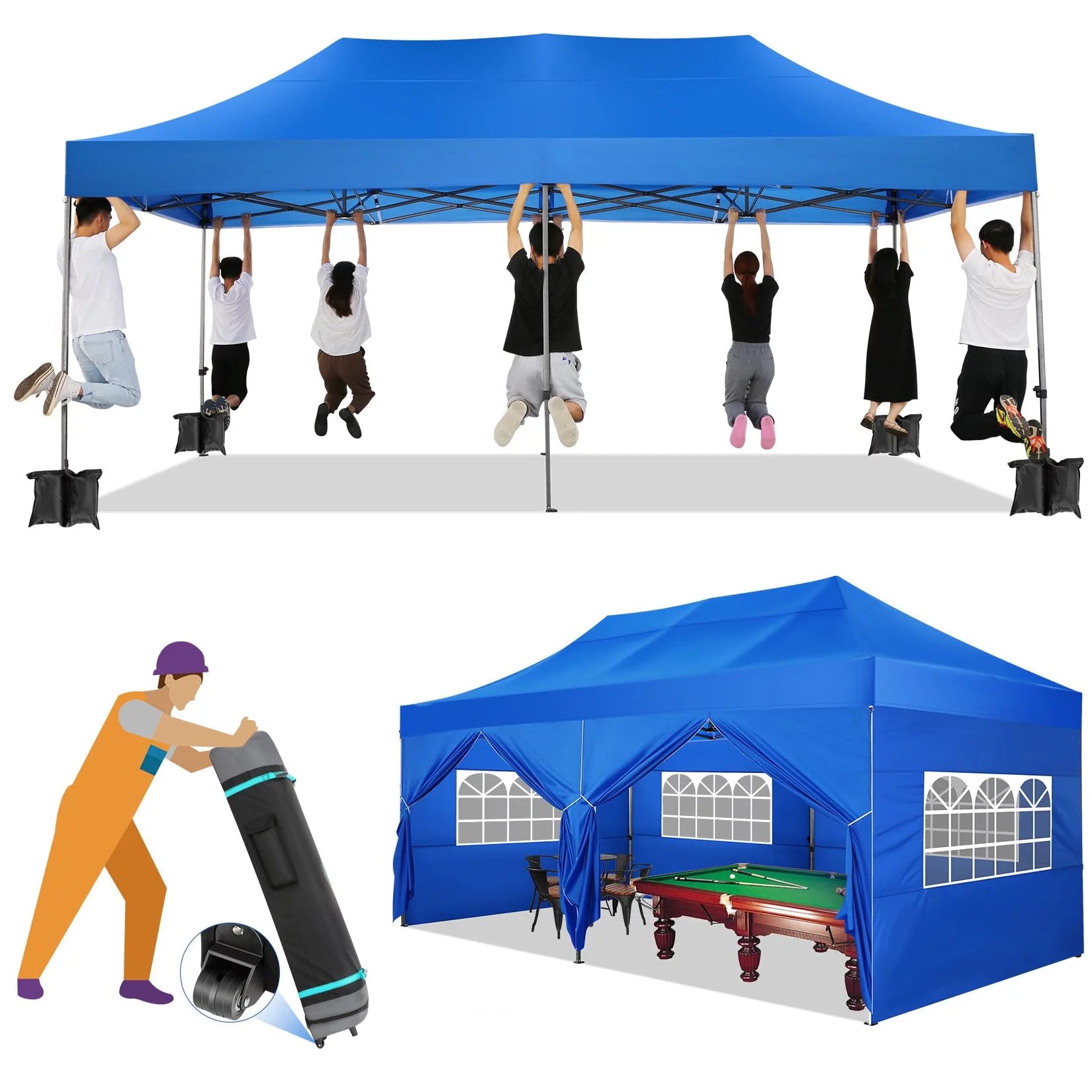 YUEBO Pop Up Canopy 10x20 pop up Canopy Tent Folding Protable Ez