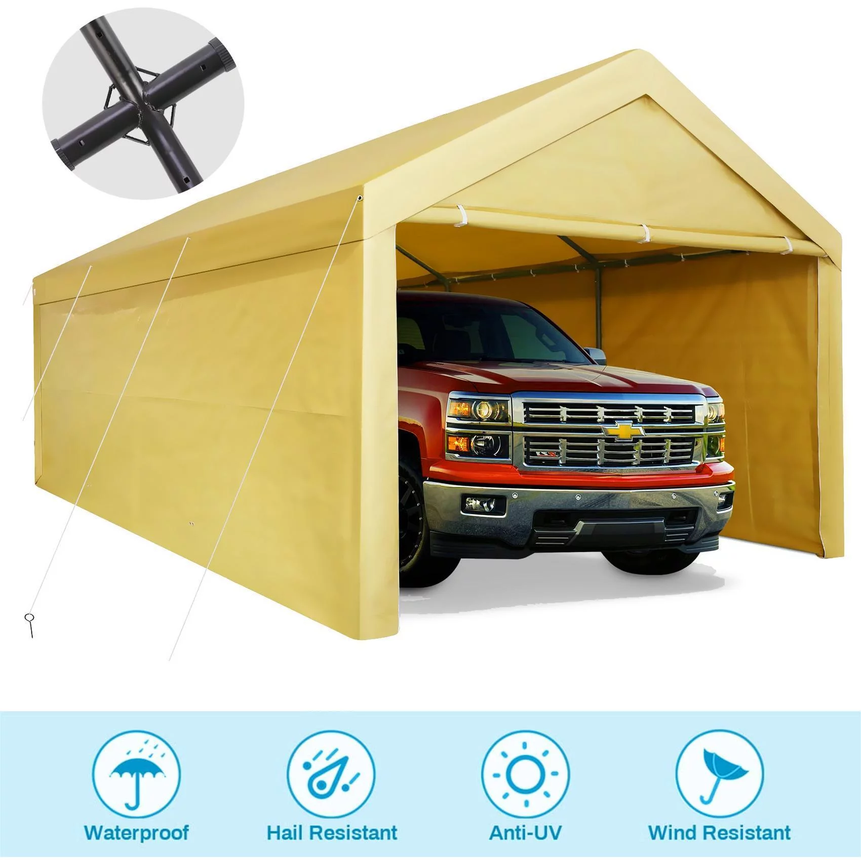 YUEBO Carport 10 x 20 Heavy Duty Carport with Roll up Ventilated Win COBIZI