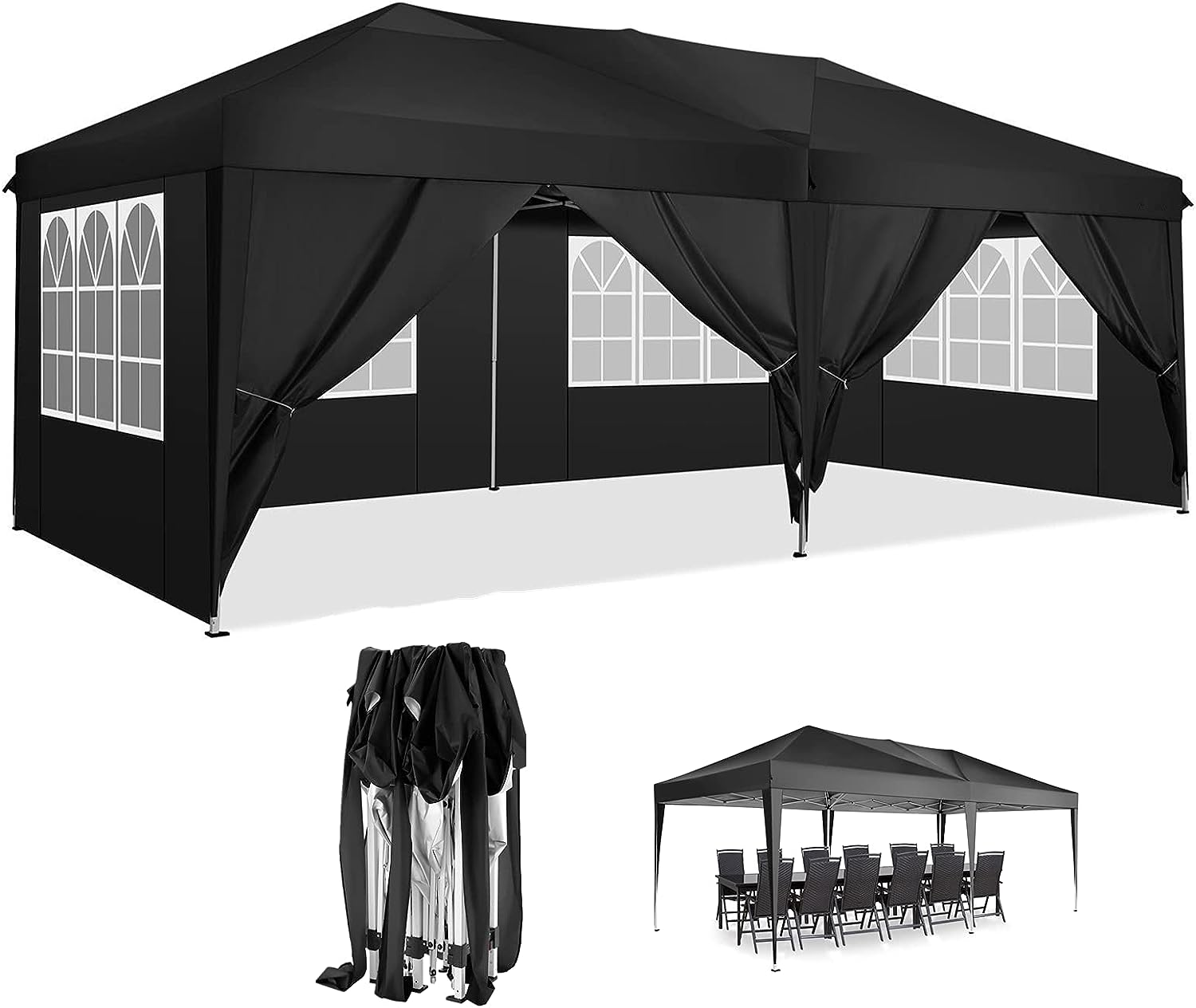 10x20 Heavy Duty Pop Up Canopy Commercial Tent Waterproof Gazebo Outdoor  Anti UV