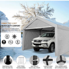 COBIZI Heavy Duty Carport Portable Garage 10'X20' Car Canopy Shelter - COBIZI