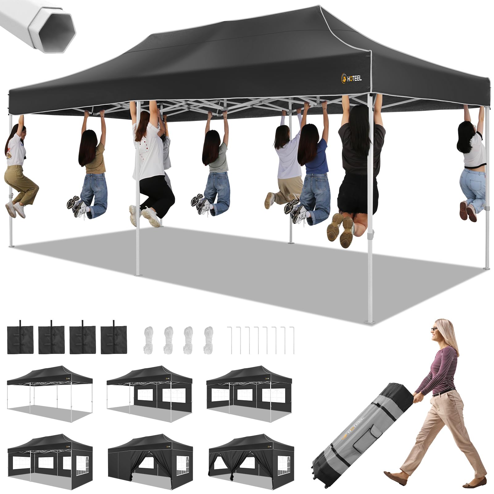 HOTEEL 10x20 Pop up Canopy with Removable Sidewalls Heavy Duty Party