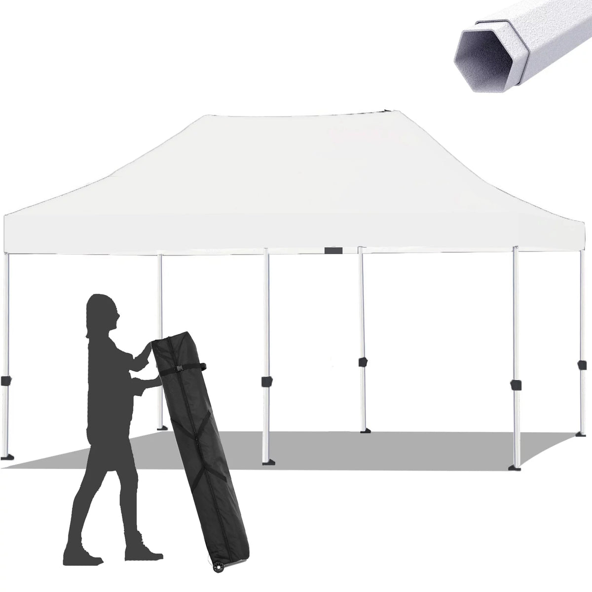 YUEBO Heavy Duty Ez Pop up Canopy Tent 10'x20' Ez Pop Up Canopy Tent Commercial Instant Canopies with Sidewalls, Bonus 4 Sand Weights Bags - White
