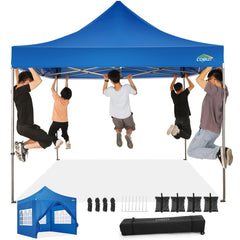 COBIZI 10x10 Pop Up Canopy Tent with 4 sidewalls Commercial Heavy Duty Canopy UPF 50+ Waterproof Outdoor Canopy Wedding Tents for Parties Gazebo with Roller Bag, Blue Navy (Windproof Upgraded)