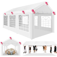 COBIZI 10' x 20' party tent, suitable for wedding parties, outdoor events, gazebos, shelter awnings, with removable side wall windows