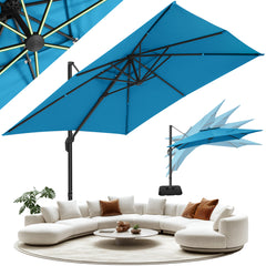 HOTEEL 10ft Patio Umbrella Outdoor Square Large Cantilever Windproof Offset and Heavy Duty Sun Umbrella for Garden Deck Pool，Gray