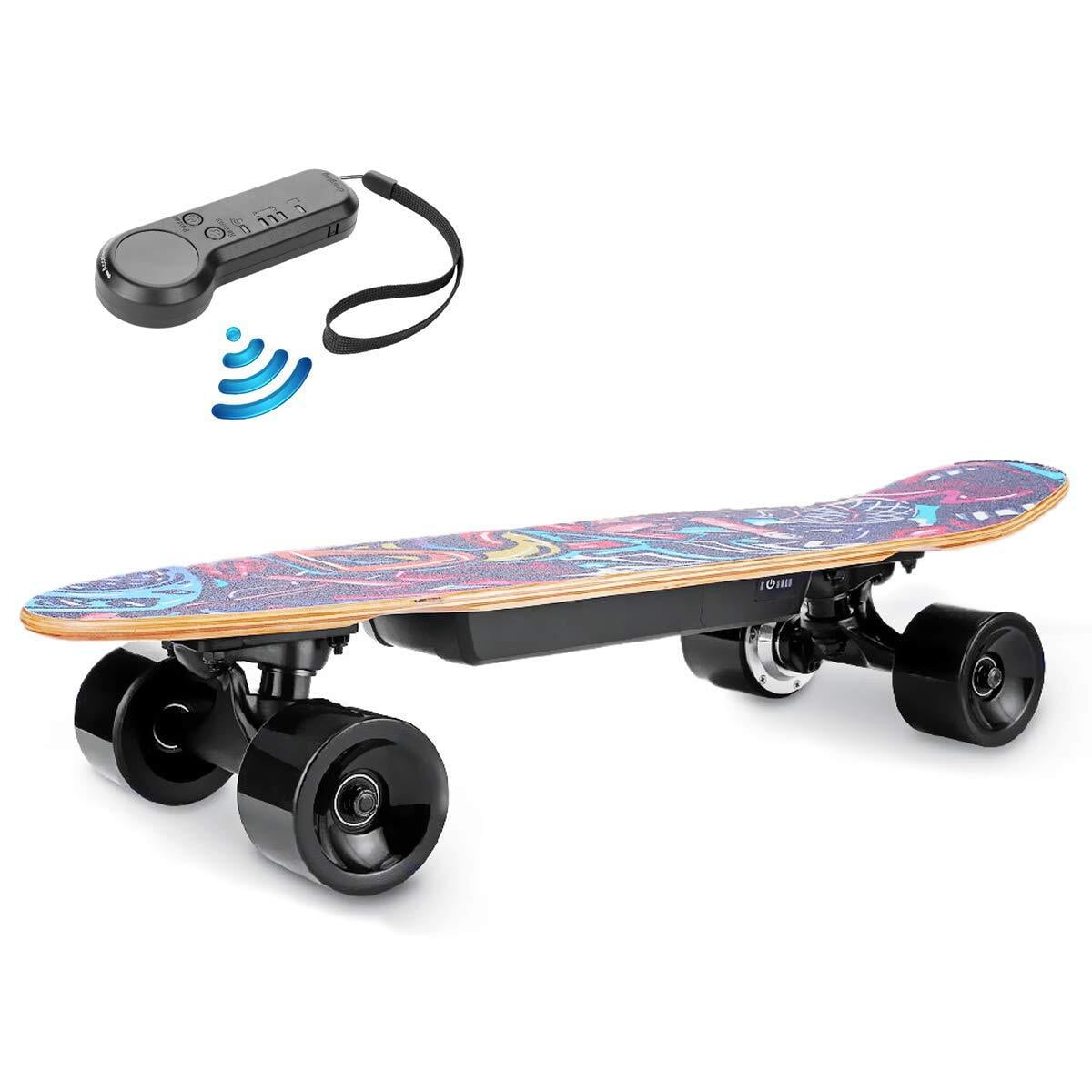 DEVO Black Electric Standard Skateboard 72mm Wheels 350W Hub-Motor Electric  Longboard with Remote, Max Speed 12.4 MPH, 7 Layers Maple E-Skateboard for  Kids Teens Adult 