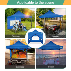 COBIZI 10x10 Pop Up Canopy Tent with 4 sidewalls Commercial Heavy Duty Canopy UPF 50+ Waterproof Outdoor Canopy Wedding Tents for Parties Gazebo with Roller Bag, Blue Navy (Windproof Upgraded)