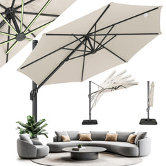 HOTEEL 10ft Patio Umbrella Outdoor Square Large Cantilever Windproof Offset and Heavy Duty Sun Umbrella for Garden Deck Pool，Gray