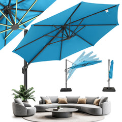 HOTEEL 10ft Patio Umbrella Outdoor Square Large Cantilever Windproof Offset and Heavy Duty Sun Umbrella for Garden Deck Pool，Gray