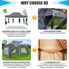 HOTEEL 10x15 Pop Up Canopy Tent Heavy Duty Easy Up Outdoor Canopy Commercial Event Tent Wedding with Roller Bag,UV 50+ & Upgraded No Water Accumulation,Thick Hexagonal Legs