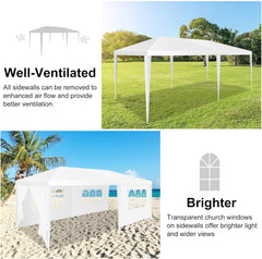 HOTEEL 10'x20' Canopy Party Tent with 4 Removable Sidewalls, Outdoor Tent for Parties, Event Tent, Large Canopy Tent for Weddings, Parties, Patio Camping Gazebo, All Season & Waterproof, White