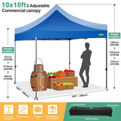 COBIZI 10x10 Pop Up Canopy Tent with 4 sidewalls Commercial Heavy Duty Canopy UPF 50+ Waterproof Outdoor Canopy Wedding Tents for Parties Gazebo with Roller Bag, Blue Navy (Windproof Upgraded)