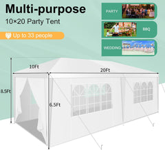 HOTEEL 10'x20' Canopy Party Tent with 4 Removable Sidewalls, Outdoor Tent for Parties, Event Tent, Large Canopy Tent for Weddings, Parties, Patio Camping Gazebo, All Season & Waterproof, White