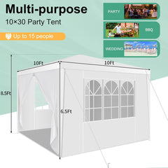 HOTEEL Party Tent 10x10 Canopy Tents for Parties with 4 Removable Sidewalls, Waterproof Outdoor Tent for Weddings and Events