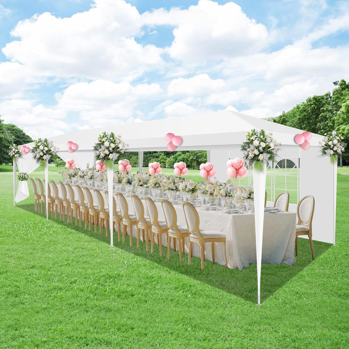 HOTEEL Party Tent 10x30 Canopy Tents for Parties with 8 Removable Sidewalls, Waterproof Outdoor Tent for Weddings and Events