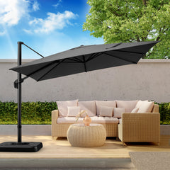 Hoteel 10 Ft Patio Umbrella Outdoor Cantilever Square Umbrella Aluminum Offset Umbrella with Base, 360° Rotation