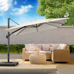 Hoteel 10 Ft Patio Umbrella Outdoor Cantilever Square Umbrella Aluminum Offset Umbrella with Base, 360° Rotation