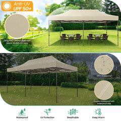 HOTEEL 10x20 Pop Up Heavy Duty Canopy Tent,Commercial Tent Gazebo for Parties All-Weather Waterproof and UV 50+ Wedding Tent with Roller Bag,Gray