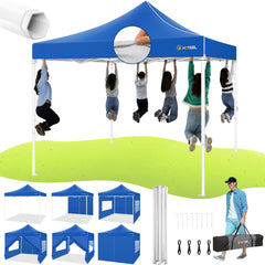 Hoteel 10x10 Heavy Duty Canopy Tent with 4 Sidewalls, Commercial Instant Shelter Tent for Parties, Wedding Event, Adjustable Outdoor Canopy with Carry Bag, 4 Ropes & 8 Stakes