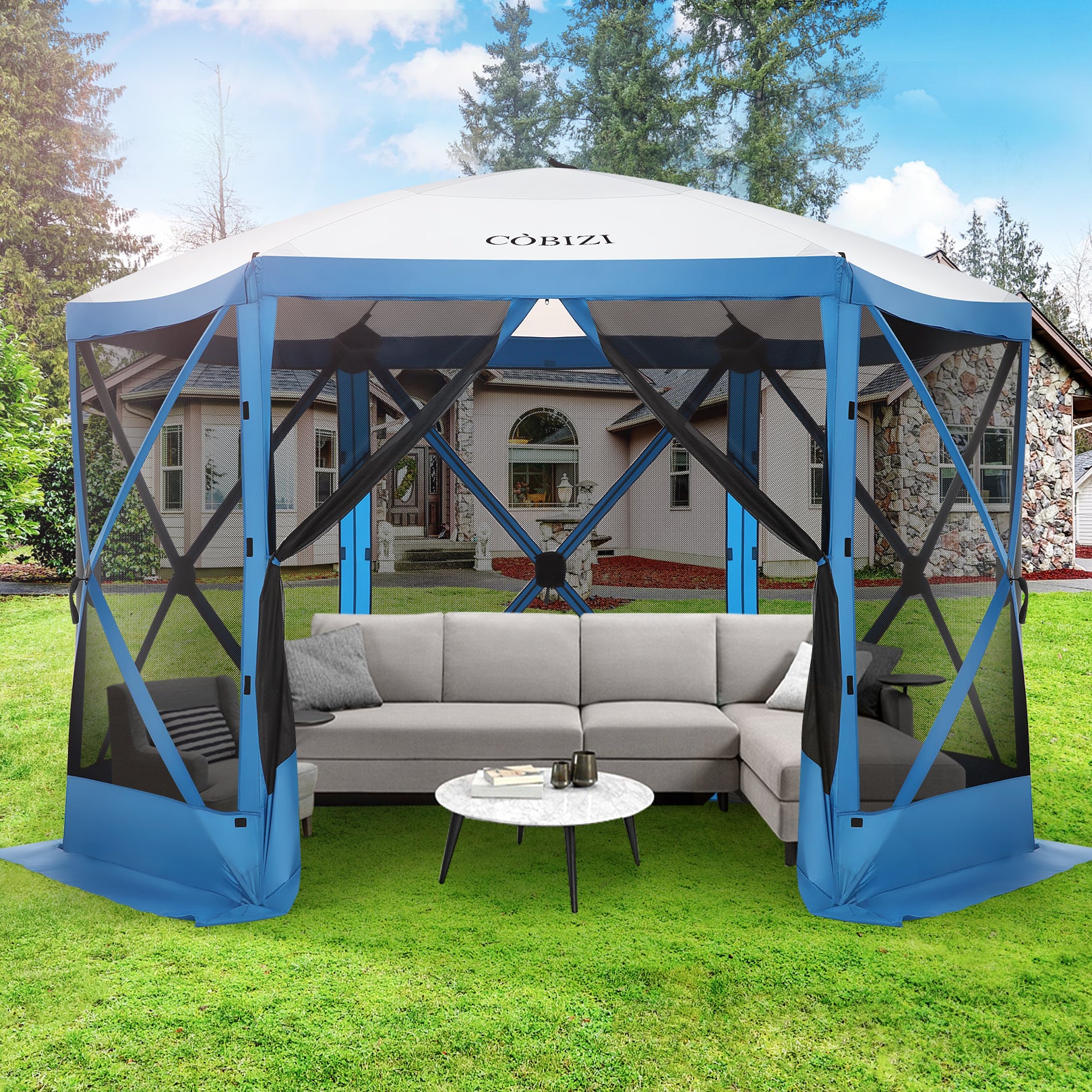 COBIZI 12x12ft Pop Up Canopy Gazebo, Outdoor Canopy Tent Screen House
