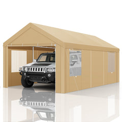 Hoteel Carport 10x20 ft Heavy Duty Car Canopy with Roll-up Windows Portable Garage with Removable Sidewalls & Door, Outdoor Canopy Carport Portable Car Tent Garage Car Canopy with Steel Frame
