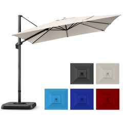 Hoteel 10 Ft Patio Umbrella Outdoor Cantilever Square Umbrella Aluminum Offset Umbrella with Base, 360° Rotation