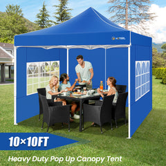 Hoteel 10x10 Heavy Duty Canopy Tent with 4 Sidewalls, Commercial Instant Shelter Tent for Parties, Wedding Event, Adjustable Outdoor Canopy with Carry Bag, 4 Ropes & 8 Stakes