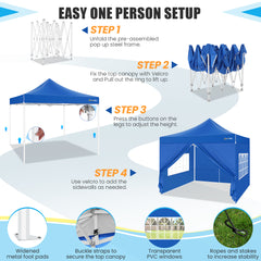 Hoteel 10x10 Heavy Duty Canopy Tent with 4 Sidewalls, Commercial Instant Shelter Tent for Parties, Wedding Event, Adjustable Outdoor Canopy with Carry Bag, 4 Ropes & 8 Stakes