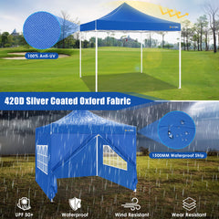 Hoteel 10x10 Heavy Duty Canopy Tent with 4 Sidewalls, Commercial Instant Shelter Tent for Parties, Wedding Event, Adjustable Outdoor Canopy with Carry Bag, 4 Ropes & 8 Stakes