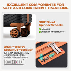 HOTEEL 4 Piece Hardside Luggage Set,Lightweight Travel Suitcases with TSA Lock & Spinner Wheels(13/20/24/28 inch, Black)