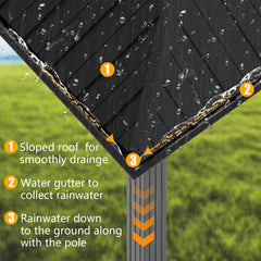 HOTEEL 10'x15' Hardtop Gazebo, Outdoor Steel Double Galvanized Roof Canopy, Aluminum Frame Permanent Pavilion Metal Gazebo with Curtains and Nettings, Sunshade for Patios, Gardens, Lawns, Brown