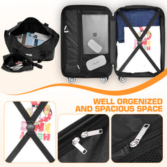 HOTEEL Luggage 3 Piece Set, Suitcase Set with Spinner Wheels & TSA Lock, 20 in Hardside Lightweight Luggage Set with duffel bag & toiletry bag, Black