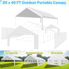 Hoteel Outdoor Party Wedding Tent Canopy Large Heavy Duty Gazebo, UV50+, Waterproof, White