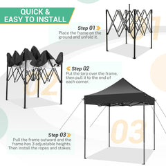 HOTEEL 6x6 Ft Heavy Duty Canopy Tent,Pop up Commercial Tent, Outdoor Party Camping Tent,with Carry Bag,Black