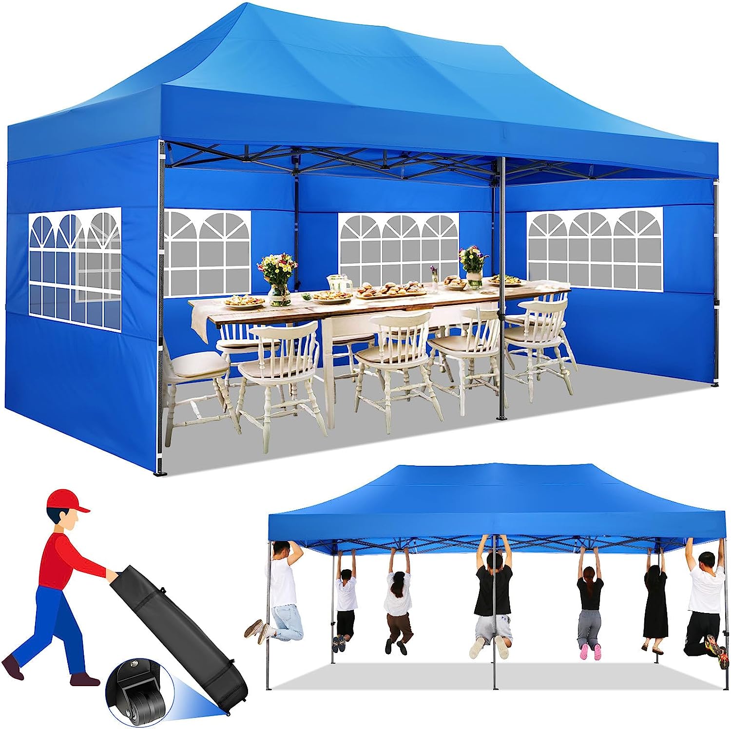 Outdoor Gazebo Canopy Wedding Party Tent Camping Shelter Commercial Instant  Shelter Waterproof Tent with Removable Side Walls (10'x10' Without Sides)