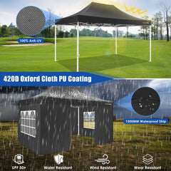 Hoteel 10x15 Heavy Duty Canopy Tent with 4 Sidewalls, Pop up Canopy for Parties Wedding, Commercial Easy up Gazebo with Roller Bag, UV 50+ &, Black