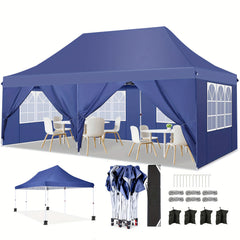 COBIZI 10x20 Pop Up Canopy Tent with 6 Removable Sidewalls,Easy Up Commercial Canopy with Upgrade Raised Roof,Waterproof and UV50+ Gazebo with Carry Bag