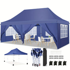 COBIZI 10'x20' Pop up Canopy Tent with 6 Removable Sidewalls, Instant Outdoor Canopy Shelter with Upgrade Raised Roof and Carry Bag
