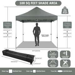 HOTEEL 10x10 Pop Up Canopy with 4 Sidewall,Heavy Duty Canopy UPF 50+ All Season Wind Waterproof Commercial Outdoor Wedding Party Tents for Parties Canopy Gazebo with Roller Bag(10 x 10 ft Gray)
