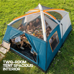 COBIZI 10 Person Camping Tent, Instant Setup 3 Minutes Large Family Tent with Removable Awning, Waterproof 2 Room Tent with UV Protection & Windproof, Spacious Portable Cabin Tent for Camping, Hiking, Family Trips, Backyard