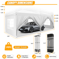 HOTEEL 10x20 Pop Up Canopy Tents for Parties,Waterproof Canopy Tent with Sidewalls,Outdoor Gazebo Canopy with Carry Bag,Tent for Backyard,Wedding,Patio,Event,Commercial