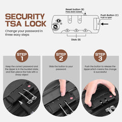 Hoteel 3 Piece Luggage Set,ABS+PC Hardside Suitcase with TSA Lock Spinner Wheels,5 PCS Carry On Travel Luggage with Duffel Bag and Toiletry Bag.(Black)