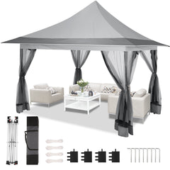COBIZI 12'x12‘ Pop-up Gazing Pavilion with Tent and Backpack Offer, Outdoor Canopy Tent with Portable Backpack, Patio Gazing Pavilion Suitable for Garden Backyards, Lawns, and Beaches