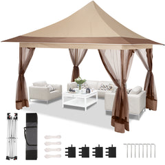 COBIZI 12'x12‘ Pop-up Gazing Pavilion with Tent and Backpack Offer, Outdoor Canopy Tent with Portable Backpack, Patio Gazing Pavilion Suitable for Garden Backyards, Lawns, and Beaches