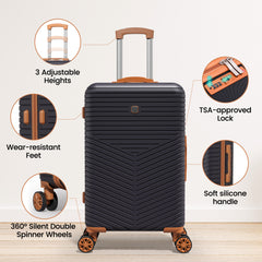 HOTEEL 4 Piece Hardside Luggage Set,Lightweight Travel Suitcases with TSA Lock & Spinner Wheels(13/20/24/28 inch, Black)