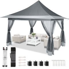 COBIZI 12'x12‘ Pop-up Gazing Pavilion with Tent and Backpack Offer, Outdoor Canopy Tent with Portable Backpack, Patio Gazing Pavilion Suitable for Garden Backyards, Lawns, and Beaches