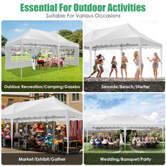 HOTEEL Canopy 10'x20' Pop Up Canopy Tent Heavy Duty Waterproof Adjustable Commercial Instant Canopy Outdoor Party Canopy Parties,Wedding,Outside Patio,Event,Backyard,White