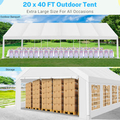 Hoteel Outdoor Party Wedding Tent Canopy Large Heavy Duty Gazebo, UV50+, Waterproof, White