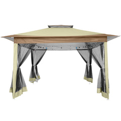 COBIZI 12x12 Outdoor Gazebo Pop Up Gazebo Canopy with Mosquito Netting Patio Tent Backyard Canopy with 2-Tiered Vented Top 3 Adjustable Height, Gray
