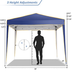 COBIZI Pop up Canopy Tent 10x10 Commercial Instant Canopy with 4 Sidewalls & Carry Bag 4 Stakes & Ropes & Sandbags Portable Tent for Parties Beach Camping Party Event Shelter Sun Shade